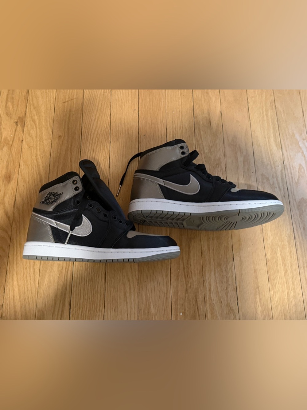 Nike Air Jordan 1 Women’s Satin Shadow - Black & Gray - Picture 2 of 5